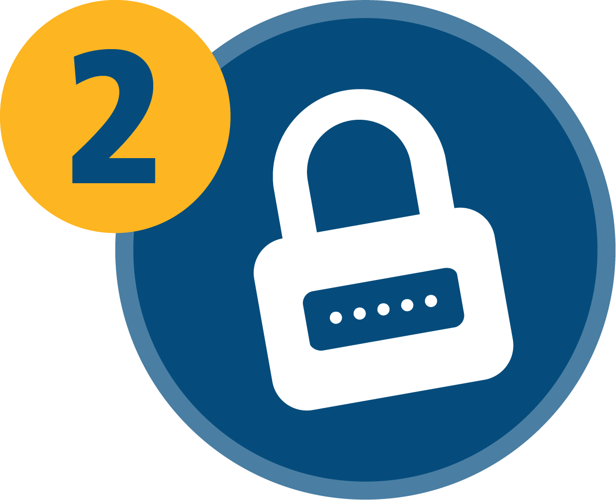 Logo of lock indicating step 1
