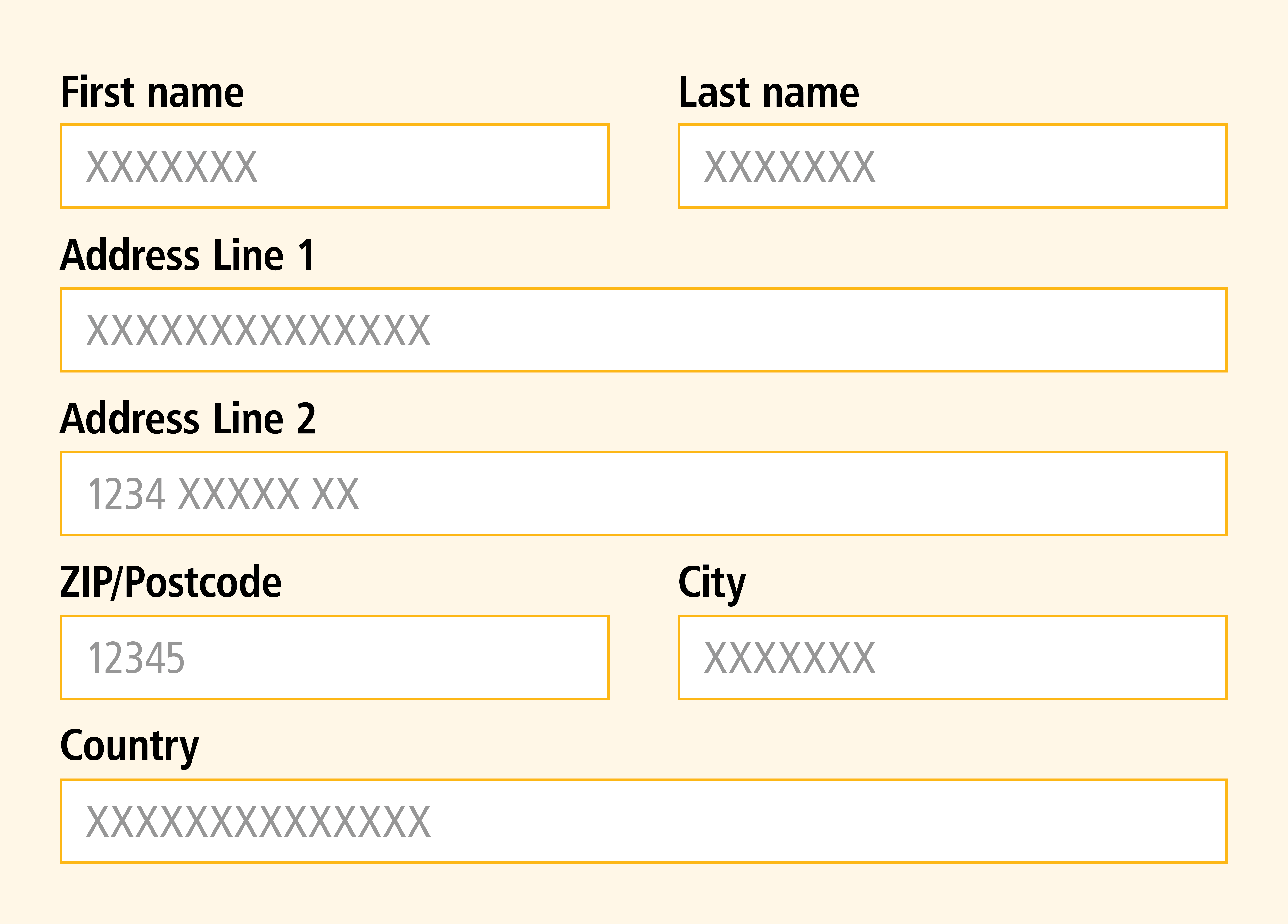 image of sample form for online purchases